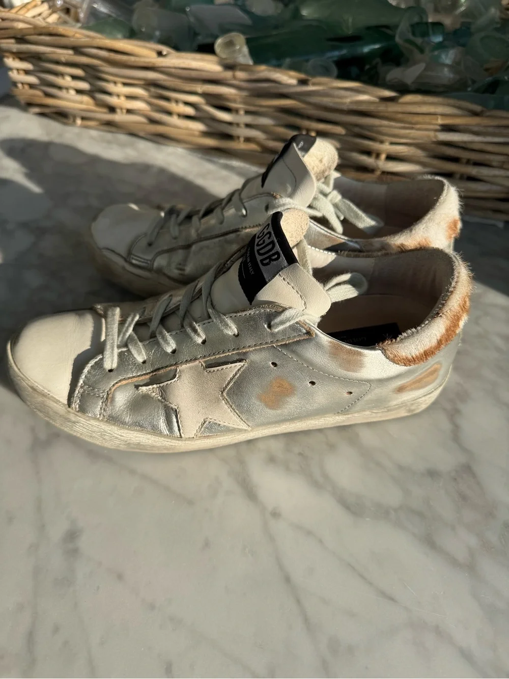 GOLDEN GOOSE Sneakers Superstar - Silver Leather / Pony Hair Size 37 - Picture 8 of 9